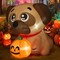 GOOSH 4 FT Halloween Inflatables Dog Pug Holding Pumpkin with Built-in LEDs